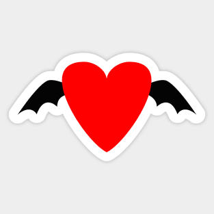 Dark Love, Batwing Heart, Bat Heart Sticker